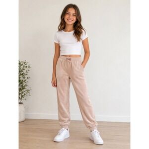 Juicy Couture Kids Velour Jogger Sweatpants Sz 12 Pink Gold Logo Soft balletcore